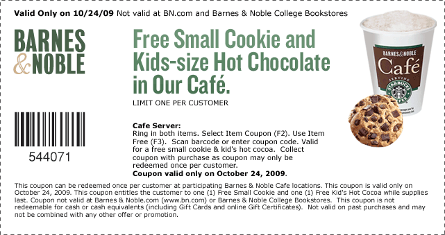 Free Samll Cookie and Kids-Size Hot Chocolate