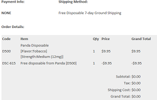Panda E-Cigarette Order