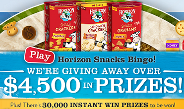 Horizon Snacks Bingo Sweepstakes