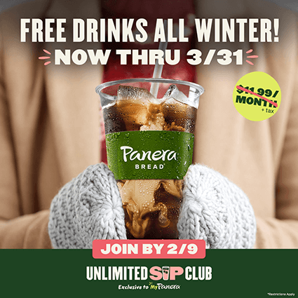 Panera Unlimited Sip Club: FREE Drinks All Winter!