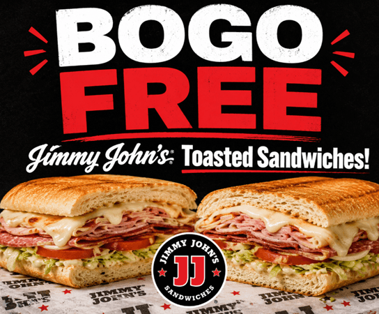 BOGO Free Jimmy John's Toasted Sandwiches